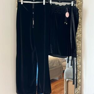 Velvet pant with off shoulder velvet top